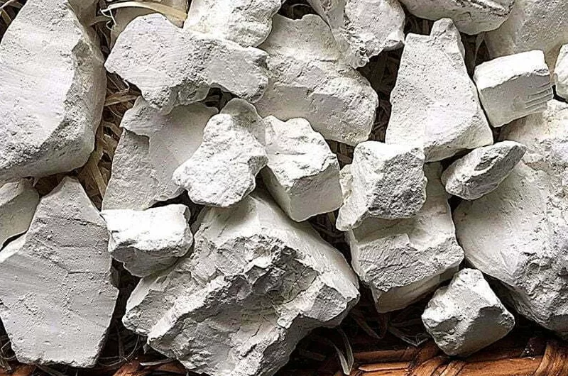 Muestra de caolín blanco