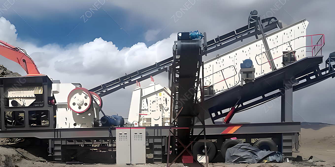 Feeder+jaw crusher+impact crusher+screening