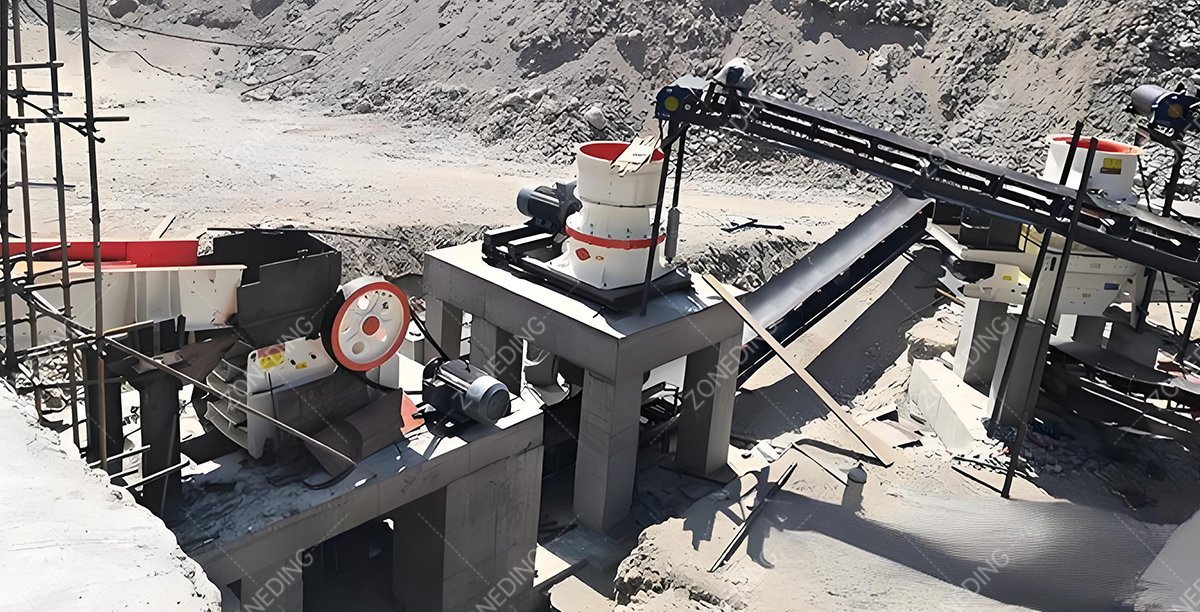 Vibrating Feeder+Jaw crusher + Cone crusher
