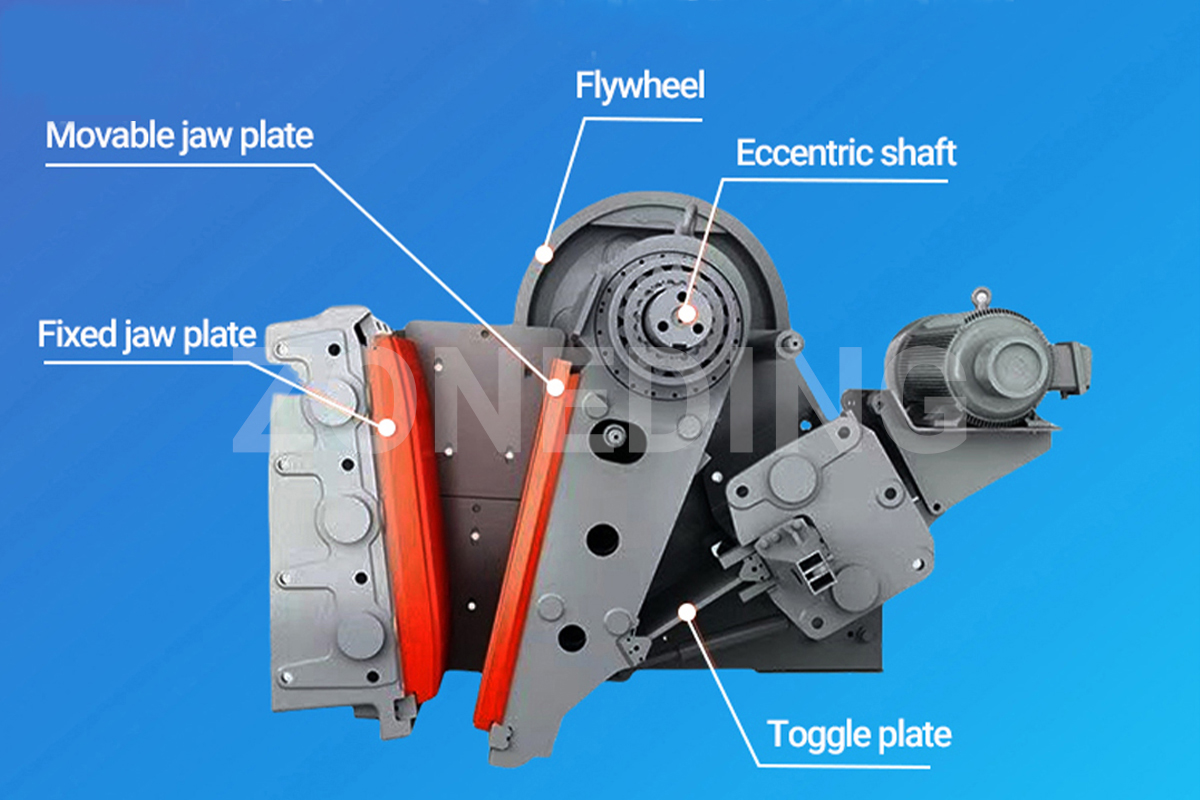 Jaw crusher structure and parts