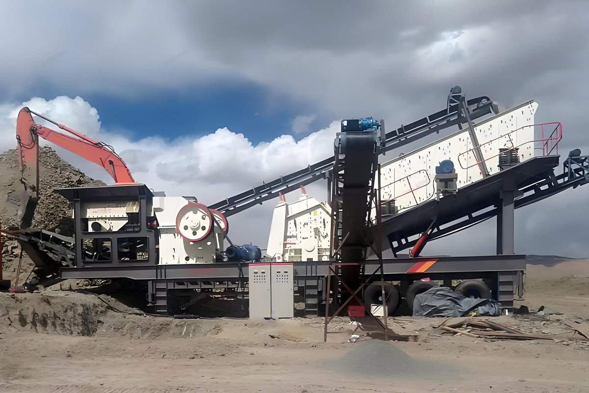 Mobile jaw impact crusher and screening process for road aggregate