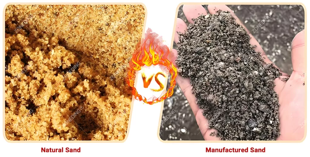 Comparison between natural sand and machine-made sand