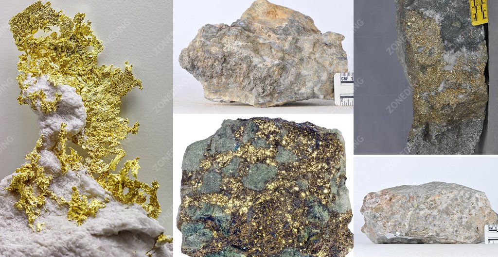 Gold ores of different grades
