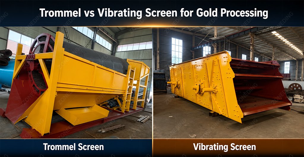 Comparison between a gold trommel and a vibrating screen