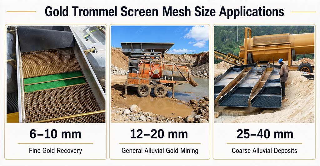 Gold trommel screen mesh size applications