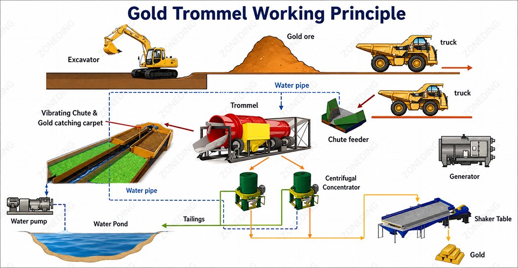 Gold trommel working principle