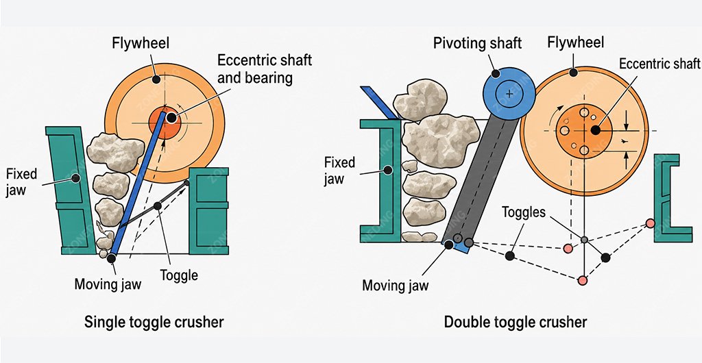 Jaw crusher chamber utilization showing proper material distribution
