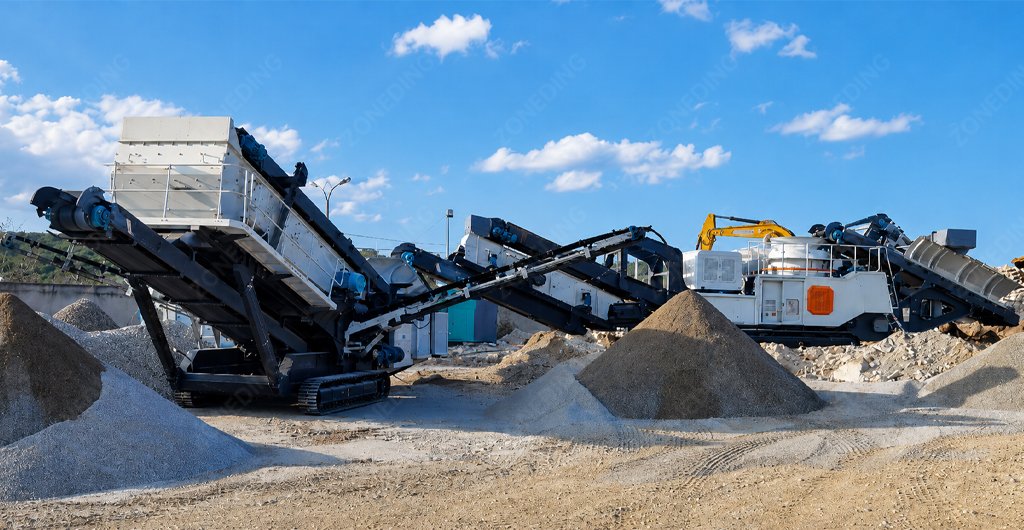 Mobile crusher plant operating at a quarry project in South America