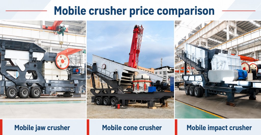 Mobile jaw cone and impact crusher configuration and price comparison