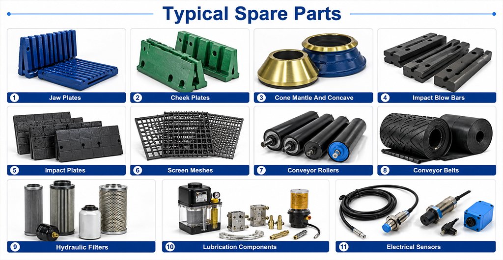 Typical Spare Parts for Crushers