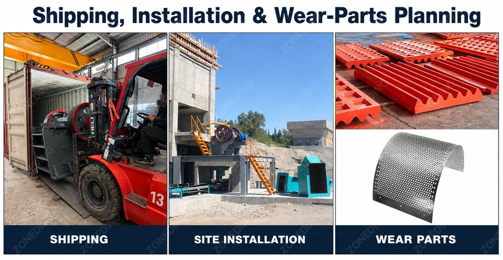 Crusher Shipping, Installation and Wear Parts