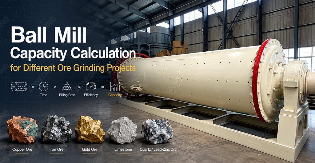 Ball mill capacity calculation for different ore grinding projects