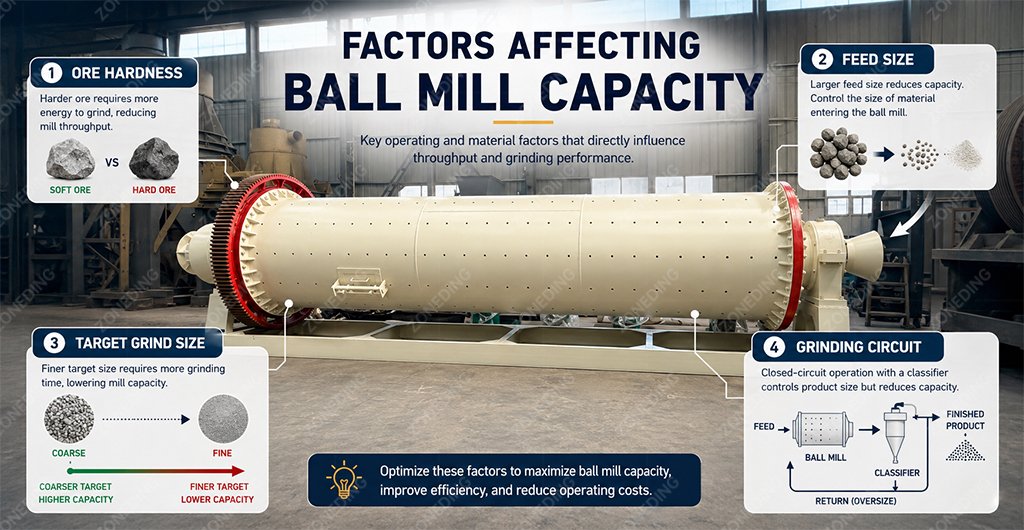Factors affecting ball mill capacity