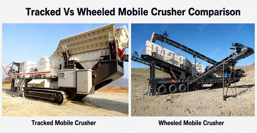 Tracked mobile crusher compared with wheeled mobile crusher