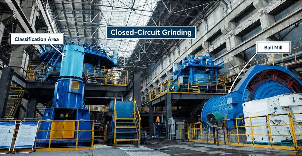 Closed-circuit grinding system for lead-zinc flotation