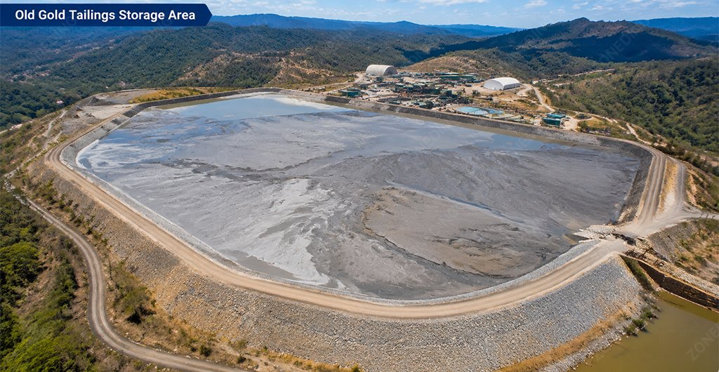 Old gold mine tailings storage area for recovery evaluation